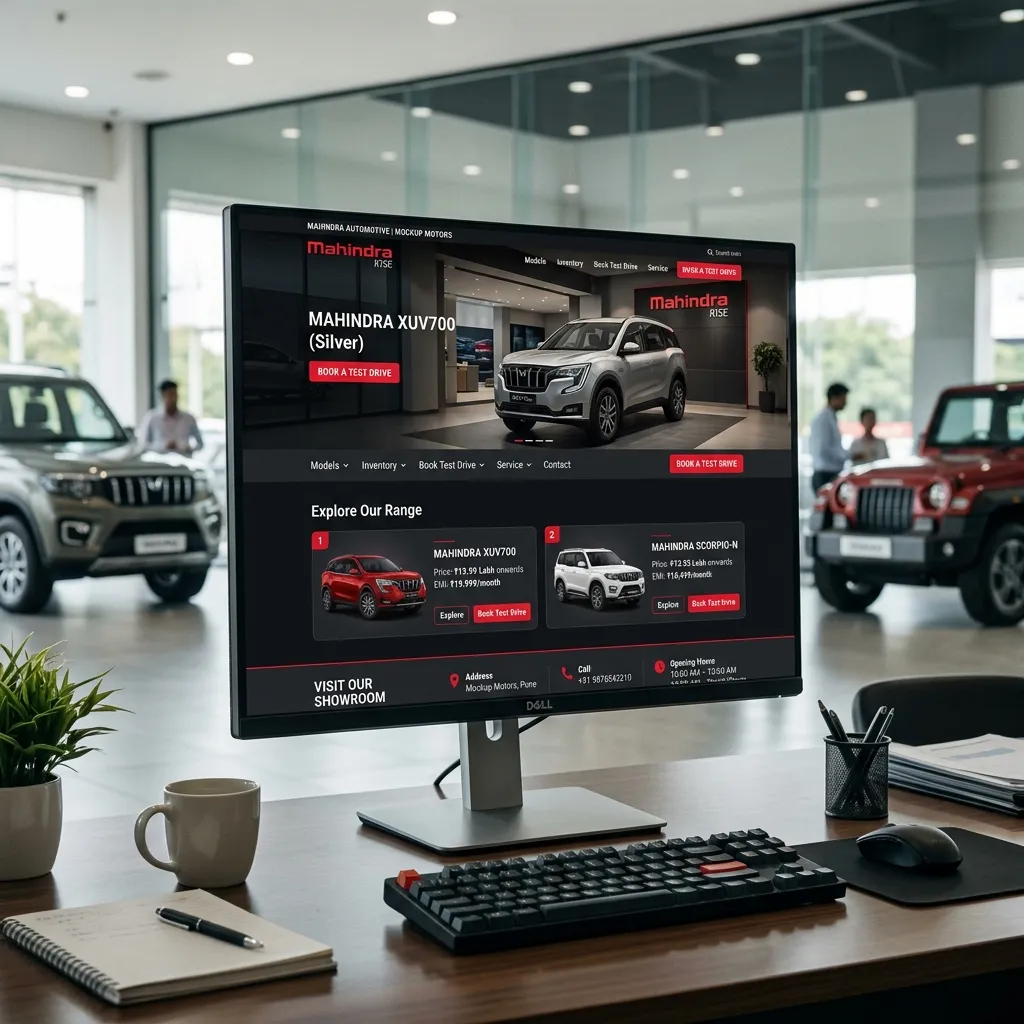 A digital presence and CRM built for a Mahindra dealership